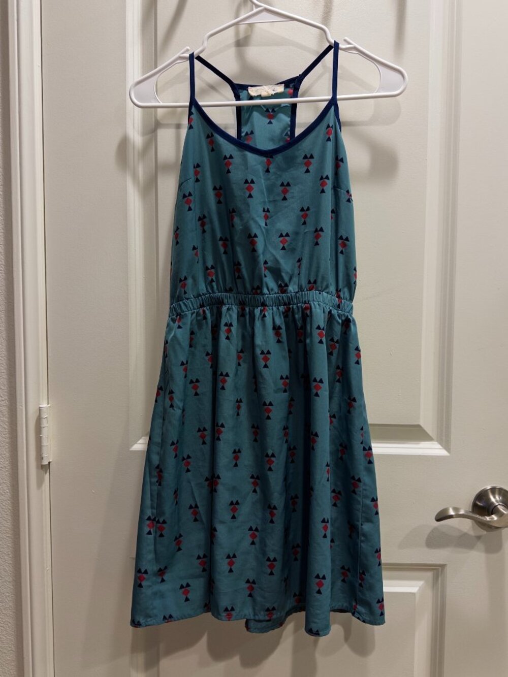 Lush Teal & Navy Racerback Geometric Print Mini Dress
